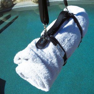 Wicked Weasel Bikini Black Leather Strappy Towel Holder Beach Shoulder Carrier